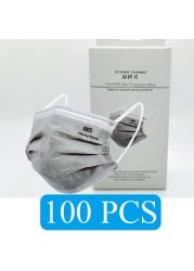 20pcs/box CE KN95 5 Layers Mask Gray Activated Carbon Dustproof Respirator Face Dust Protective Mask FFP2 Korea KN95 Mask