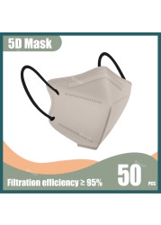 5D Protective Face Mask KN95 Approved FPP2 FFP2 Mascarillas Morandi Masque FFP 2 Adult ffp2fan CE Black Mascherina FFPP2 Masks