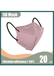 5D Protective Face Mask KN95 Approved FPP2 FFP2 Mascarillas Morandi Masque FFP 2 Adult ffp2fan CE Black Mascherina FFPP2 Masks