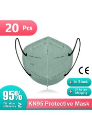 Kn95 certified mouth mask ffp2fan protective face mask safe healthy reusable mascarillas quiurgicas FPP2 gay