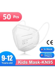 9-12 سنة mascarillas fpp2 niños الأطفال FFP2 قناع قابلة لإعادة الاستخدام Ce وافق KN95 أقنعة 5 طبقات FFP 2 قناع حماية الأمن