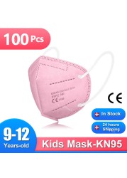 9-12 Years mascarillas fpp2 niños children FFP2 Mask Reusable Ce Approved KN95 Masks 5 Layers FFP 2 Security Protection Mask