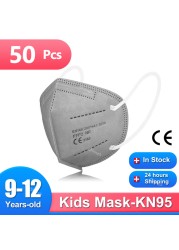 9-12 Years mascarillas fpp2 niños children FFP2 Mask Reusable Ce Approved KN95 Masks 5 Layers FFP 2 Security Protection Mask