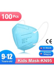 9-12 سنة mascarillas fpp2 niños الأطفال FFP2 قناع قابلة لإعادة الاستخدام Ce وافق KN95 أقنعة 5 طبقات FFP 2 قناع حماية الأمن