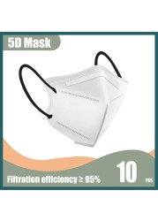 5D face mask KN95 health mask FFP2 ce approved fp2 masks kn 95 black mascara mask ffp3