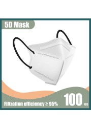 5D face mask KN95 health mask FFP2 ce approved fp2 masks kn 95 black mascara mask ffp3