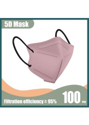 5D face mask KN95 health mask FFP2 ce approved fp2 masks kn 95 black mascara mask ffp3