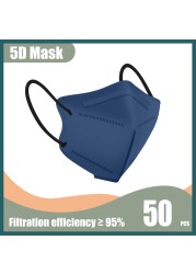 5D face mask KN95 health mask FFP2 ce approved fp2 masks kn 95 black mascara mask ffp3