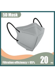 5D face mask KN95 health mask FFP2 ce approved fp2 masks kn 95 black mascara mask ffp3