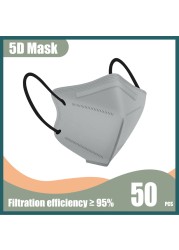 5D face mask KN95 health mask FFP2 ce approved fp2 masks kn 95 black mascara mask ffp3