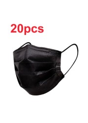 10-200pcs Adult Disposable Mask Black 3 Layer Non Woven Face Mask Shirogical Noir mascarillas negras trquejas homology adas