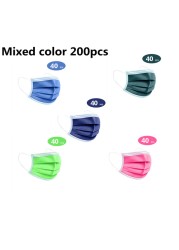 10-200pcs Adult Mouth Mask Disposable Face Mask Cherogical Mask 3 Layer Anti-Dust Mascarillas Quirojicas Gay Colors