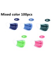 10-200pcs Adult Mouth Mask Disposable Face Mask Cherogical Mask 3 Layer Anti-Dust Mascarillas Quirojicas Gay Colors