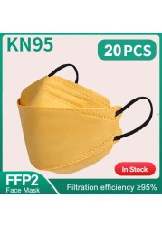 Morandi KN95 3D Fish Shape Adult Colorful Masks Mascarillas FFP2 FPP2 Approved 4 Layer Dustproof Mouth Face Mask FFP 2 Safety Mask