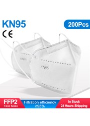 10-200pcs KN95 Mascarillas FPP2 Mask Adult 5 Ply Reusable Face Mask KN 95 Cubrebocas Mascara KN95 Certification FFPP2 Mouth маска