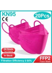 10-100pcs Safety Approved KN95 Protective Face Masks Respirator Black Mascarillas FPP2 Pink FFP2 Maske Respirator Maske FFPP2 FP2