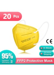 10-100 قطعة قابلة لإعادة الاستخدام KN95 أقنعة FFP2 Mascarillas FPP2 Masque نوير الكبار الأسود 5 طبقات قناع وجه واقي التنفس ffp2fan