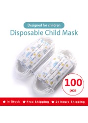 3 ply non woven fabric disposable children's cartoon mask