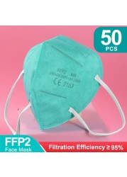 أقنعة FFP2 5 طبقات ffp2fan KN95 قناع وجه واقي FPP2 mascarillas الغبار قناع فلتر قناع التنفس الأسود الفم Masken