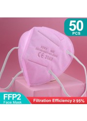 أقنعة FFP2 5 طبقات ffp2fan KN95 قناع وجه واقي FPP2 mascarillas الغبار قناع فلتر قناع التنفس الأسود الفم Masken