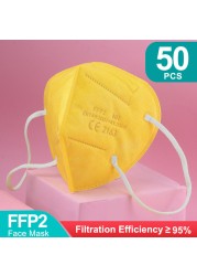 أقنعة FFP2 5 طبقات ffp2fan KN95 قناع وجه واقي FPP2 mascarillas الغبار قناع فلتر قناع التنفس الأسود الفم Masken