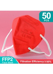 أقنعة FFP2 5 طبقات ffp2fan KN95 قناع وجه واقي FPP2 mascarillas الغبار قناع فلتر قناع التنفس الأسود الفم Masken