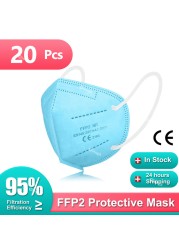 FFP2 Mask FPP2 Certified FFP2 Colorful Mascarillas 5 Layers KN95 Filter Masks ffp2 ce Mask Reusable Respirator ffpp2 Masken ffp 2