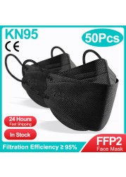 10-100 قطعة الكورية الأسماك KN95 Maske FFP2 Mascarillas FPP2 المعتمدة الصحية قناع وجه واقي التنفس أقنعة الفم ffp2fan CE