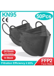 10-100 قطعة الكورية الأسماك KN95 Maske FFP2 Mascarillas FPP2 المعتمدة الصحية قناع وجه واقي التنفس أقنعة الفم ffp2fan CE