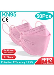 10-100 قطعة الكورية الأسماك KN95 Maske FFP2 Mascarillas FPP2 المعتمدة الصحية قناع وجه واقي التنفس أقنعة الفم ffp2fan CE