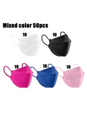 10-200pcs Adult Fish KN95 FFP2 Mask FPP2 Approved Masks Dust Respirator Protective Face Masks Black FPP2 Color Mask FP2 ffp2fan