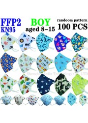 FFP2 KN95 Kids Mask Cartoon Kids 3-8 8-15 Years 5 Layers Mask Boys Girls Face Mask CE Safety Protector