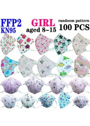 FFP2 KN95 Kids Mask Cartoon Kids 3-8 8-15 Years 5 Layers Mask Boys Girls Face Mask CE Safety Protector