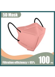 Morandi 5D Mask KN95 Mascarillas FPP2 Mascherine FFP2 Adult Face Mask Black 5 Layers Protective Face Masks ffp2fan CE Masque FFP 2