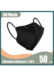 Morandi 5D Mask KN95 Mascarillas FPP2 Mascherine FFP2 Adult Face Mask Black 5 Layers Protective Face Masks ffp2fan CE Masque FFP 2