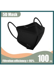 Morandi 5D Mask KN95 Mascarillas FPP2 Mascherine FFP2 Adult Face Mask Black 5 Layers Protective Face Masks ffp2fan CE Masque FFP 2