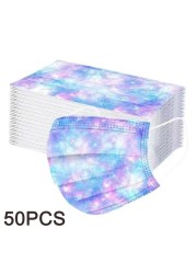 Adult Disposable Mouth Mask Colorful Space Galaxy Print Mask Disposable Tie-dye Gradient Printing Mask 3D Non-woven Mask