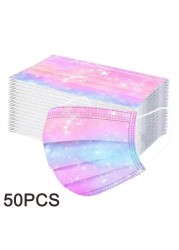 Adult Disposable Mouth Mask Colorful Space Galaxy Print Mask Disposable Tie-dye Gradient Printing Mask 3D Non-woven Mask