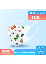 Elough Mascarillas FPP2 Niños Mask Infant Reusable FFP2 3D Cartoon KN95 Masks For Kids FFP 2 4 Layers ffp2 Kids Mask