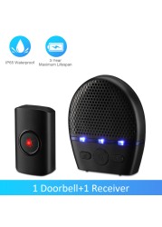 WSDCAM Waterproof Wireless Doorbell 300M Remote Flash LED Alarm Security Outdoor House Welcome Bell Smart Home Door Bell Chime