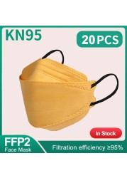 كوري KN95 أقنعة Mascherine FFP2 شهادة CE Mascarillas FPP2 رمادي Masque FFP 2 الكبار 4 طبقات قناع وجه واقي ffp2fan