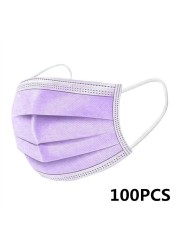 10-200pcs Mutilcolors Disposable Face Masks 3 Layers Protective Face Mask Face Mask Face Mask Adult Massage Mask