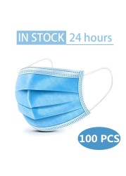 Mouth Masks 3-Layer Anti Dust Disposable Mascarillas 10/50/100 Pcs Non-woven Meltblown Cloth Masks Elastic Ear Loop Face Mask