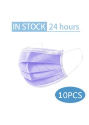 Mouth Masks 3-Layer Anti Dust Disposable Mascarillas 10/50/100 Pcs Non-woven Meltblown Cloth Masks Elastic Ear Loop Face Mask