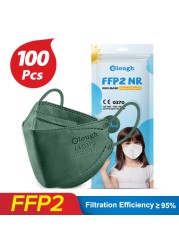 Elough KN95 Mascarillas Niños FFP 2 الأسماك الأطفال FPP2 أقنعة Resuable Mascarilla FFP2 Infantil Homologada 4 طبقات FFP2Mask الاطفال