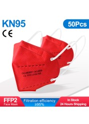 FFP2 قناع شهادة CE Mascarillas FPP2 Negras 5 طبقات ffp2fan 9 لون الكبار KN95 أقنعة FP2 Mondkapjes FFP 2