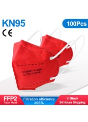 FFP2 قناع شهادة CE Mascarillas FPP2 Negras 5 طبقات ffp2fan 9 لون الكبار KN95 أقنعة FP2 Mondkapjes FFP 2