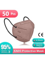 10-100pcs 5 Layers Morandi Mascarillas KN95 Certificate FPP2 Masks FFP2 ffp2 Mask CE Adult Face Mask Black Face Mask FFP 2