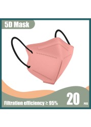 Morandi FFP2 5D Mask KN95 Mascarilla FPP2 homology ada Adult Face Mask 5 Layers Respirator Filter Colorful ffp2masque Protection Mask