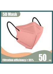 Morandi FFP2 5D Mask KN95 Mascarilla FPP2 homology ada Adult Face Mask 5 Layers Respirator Filter Colorful ffp2masque Protection Mask